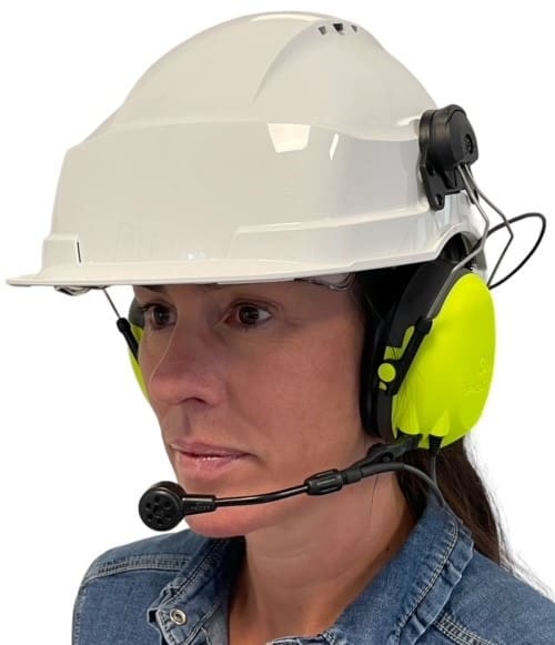 Headset för bullrig miljö med hjälmfäste - Bild 2